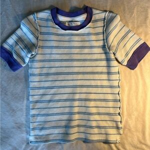 Free People Blue and White Striped Tee